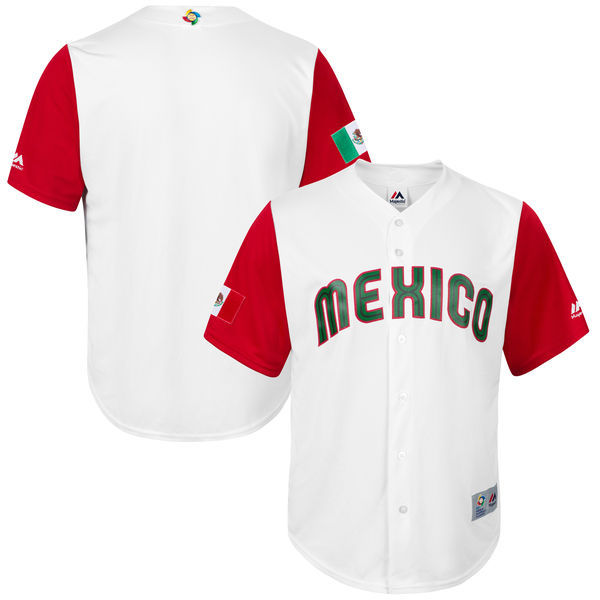 customized Men Mexico Baseball Majestic White 2017 World Baseball Classic Replica Team Jersey->more jerseys->MLB Jersey